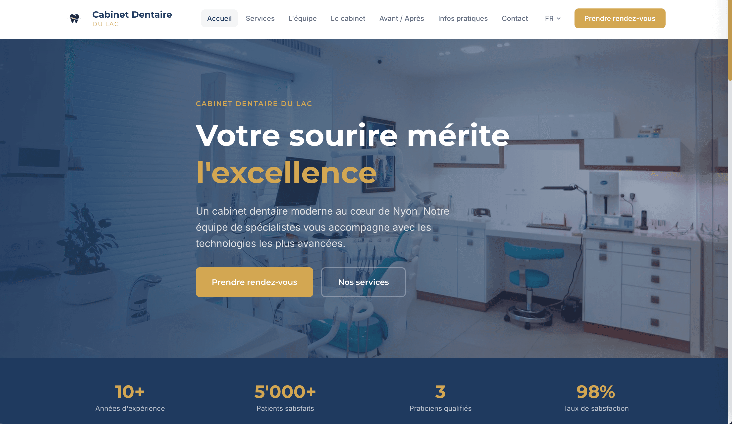 Aperçu du site Cabinet Dentaire du Lac, Pack Réservation